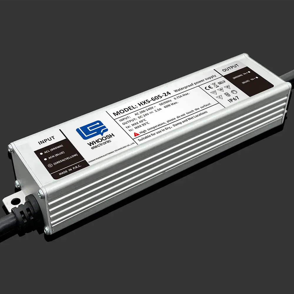 Nguồn điện chống nước IP67 60W 12V 24V Vỏ nhôm tích hợp với lớp silicon bịt kín hoàn toàn Giá xuất xưởng