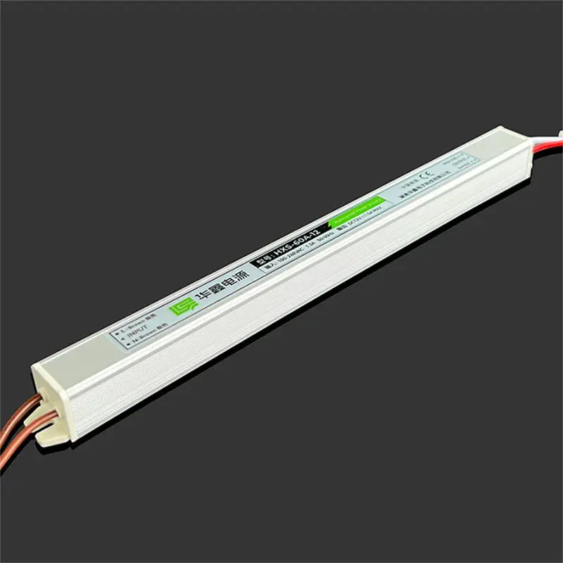 Nguồn điện 60W siêu mỏng chống nước 24V 2.5A IP67 Vỏ nhôm có chức năng nối đất